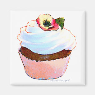 Íman Cupcake com Design Pansy Art