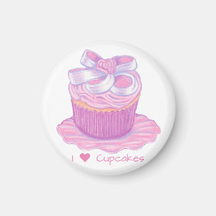 Íman Cupcake cor-de-rosa no ímã da placa