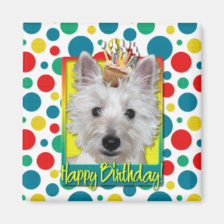 Íman Cupcake de aniversário - Westie - Tanque