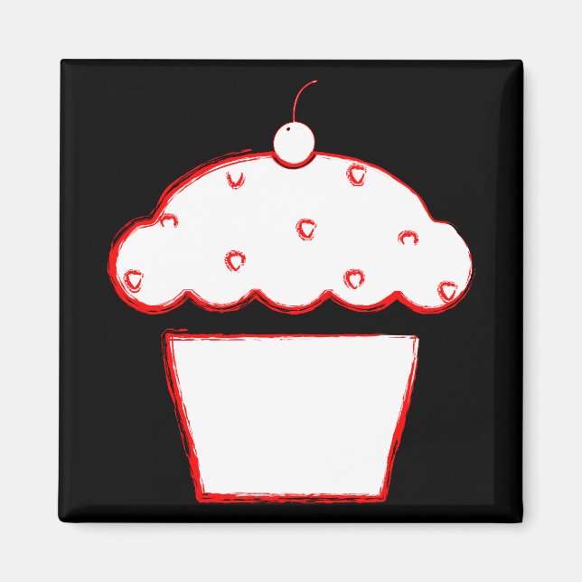 Íman cupcake de cereja (Frente)