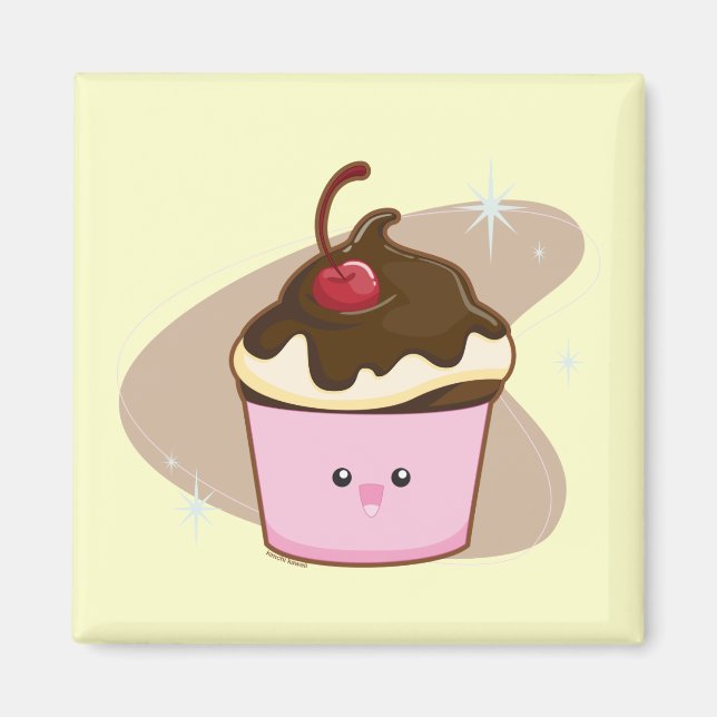 Íman Cupcake de cereja de chocolate (Frente)
