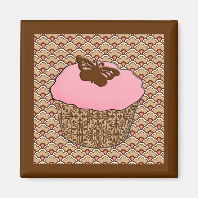 Íman Cupcake de Fosco Rosa de Morango (Frente)