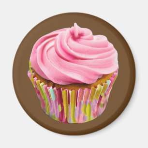 Íman Cupcake de morango com Glacé rosa