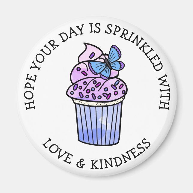 Íman Cupcake desenhado à mão, Comida Adorável (Frente)