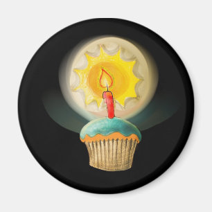 Íman Cupcake do aniversário com o botão de