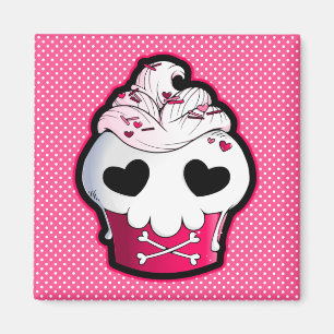 Íman Cupcake do crânio rosa