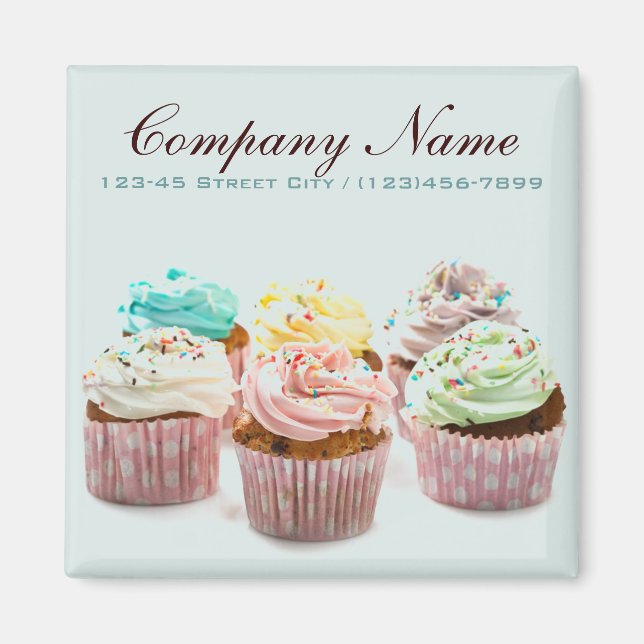 Íman cupcake elegante de padaria feminino e elegante (Frente)