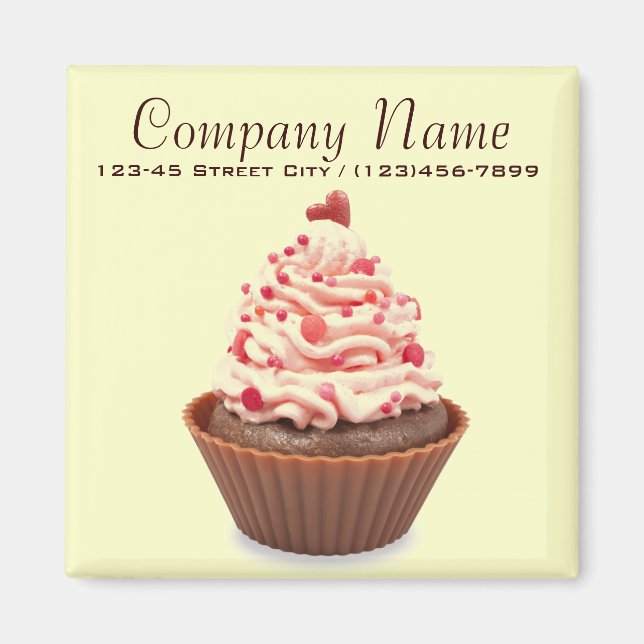 Íman cupcake elegante de padaria feminino e elegante (Frente)