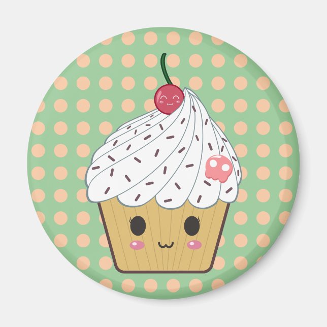 Íman Cupcake Kawaii no Bolinhas (Frente)