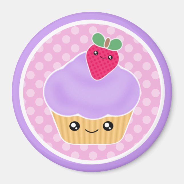 Íman Cupcake Kawaii Strawberry Magnet (Frente)