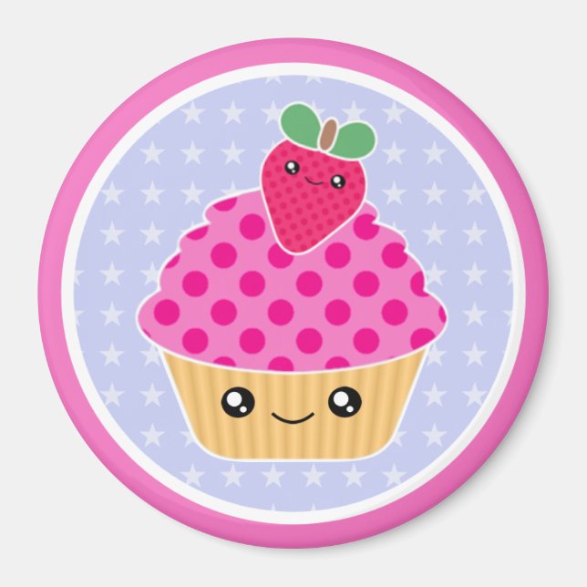 Íman Cupcake Kawaii Strawberry Magnet (Frente)