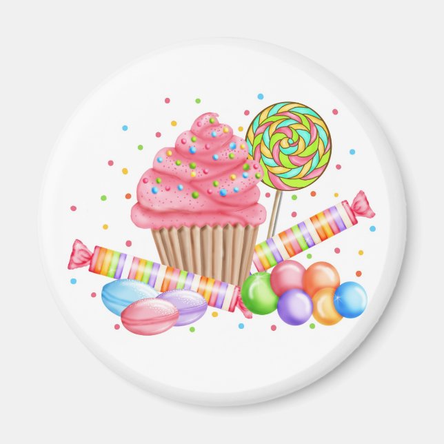 Íman Cupcake Maravilha Candy Lollipop Doces Tarts (Frente)