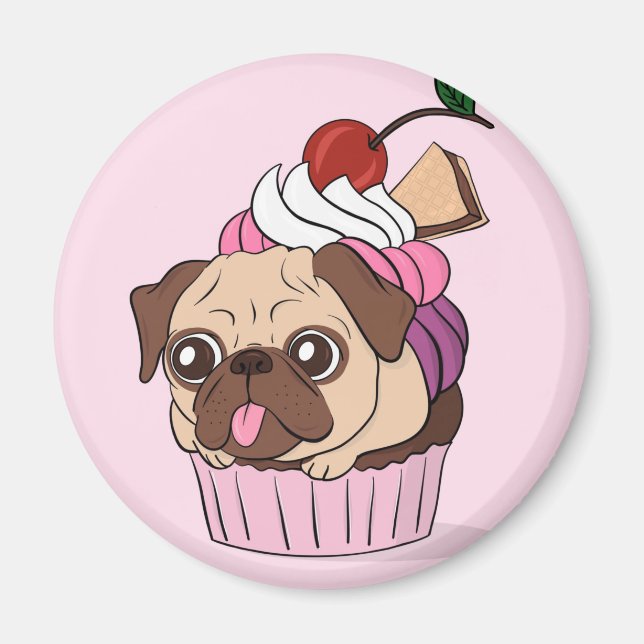 Íman Cupcake Pug Magnet (Frente)