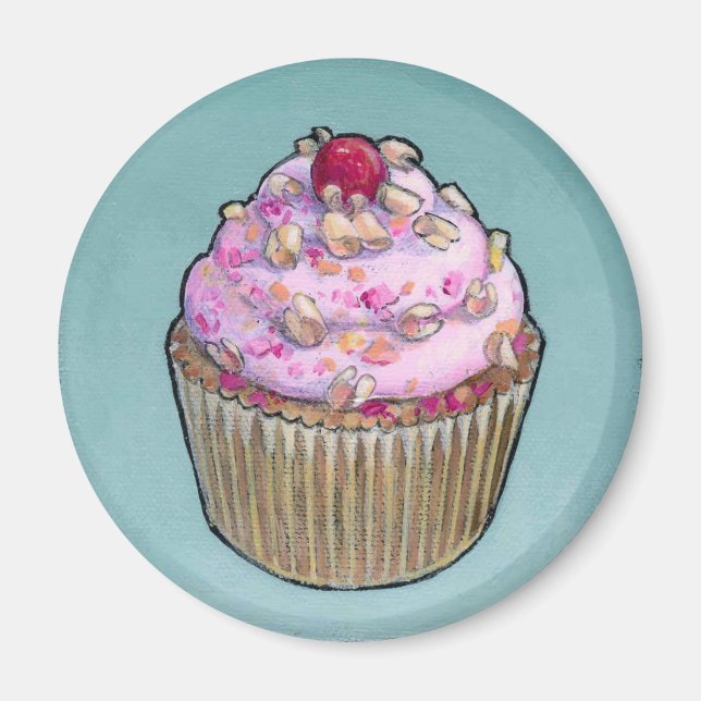 Íman Cupcake rosa (Frente)