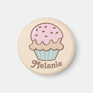 Íman Cupcake rosa-claro personalizado