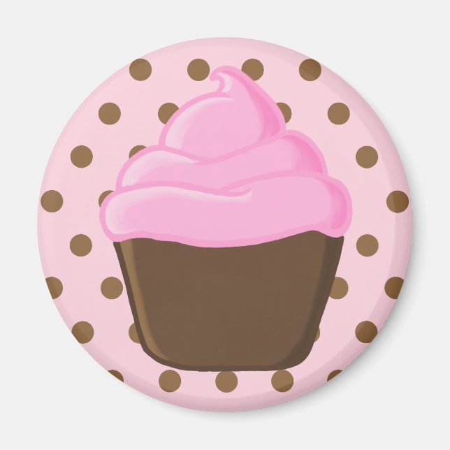 Íman Cupcake rosa com magneta rosa do Bolinhas (Frente)