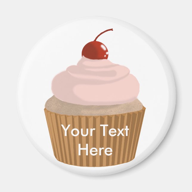 Íman Cupcake rosa e marrom (Frente)