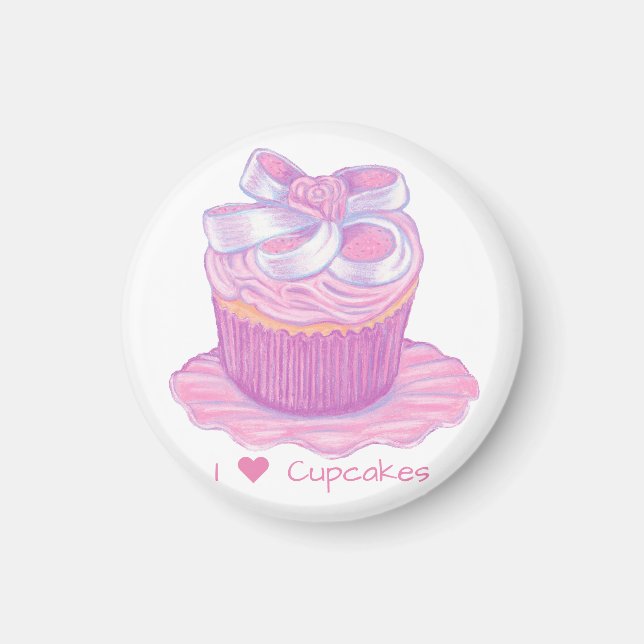 Íman Cupcake rosa no imã de placa (Frente)