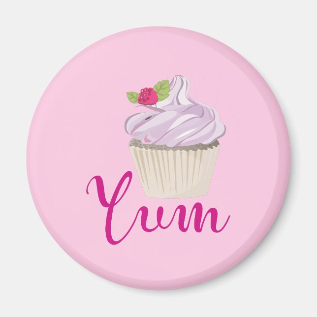 Íman Cupcake Rosa Sonhento com Yum Framboesa! (Frente)