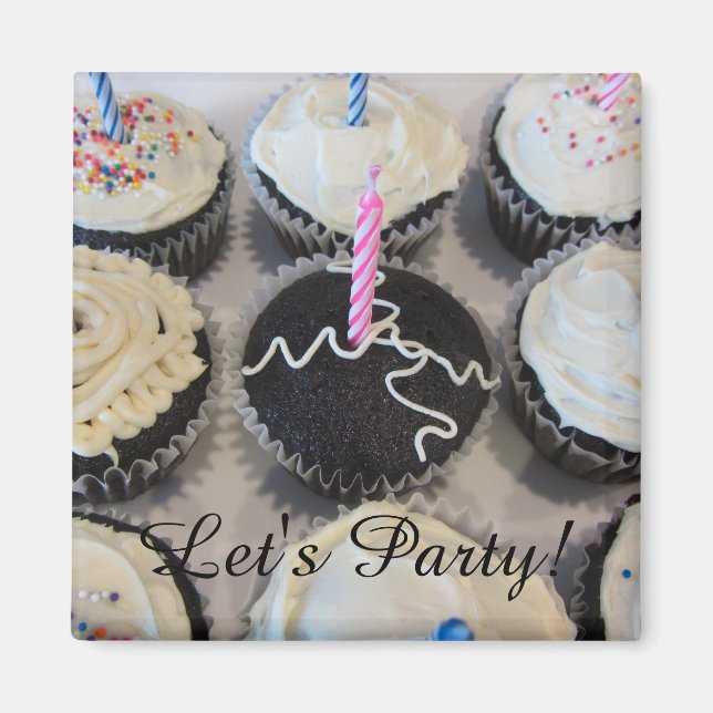 Íman Cupcakes com Glacê Vamos Fazer uma Festa (Frente)