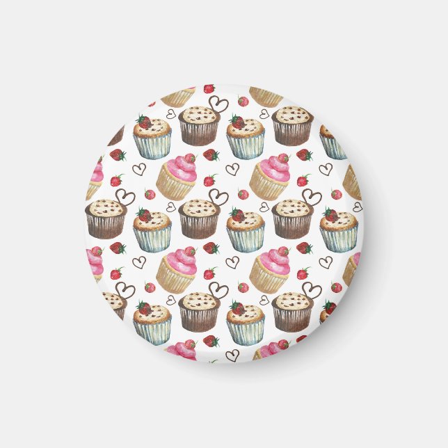 Íman Cupcakes de aquarela (Frente)