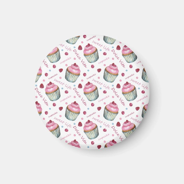 Íman Cupcakes de aquarela (Frente)