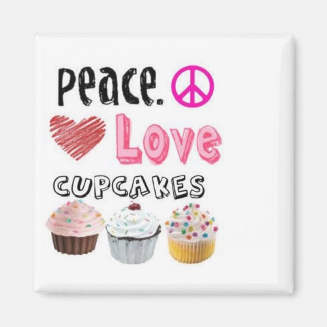 Íman Cupcakes Peace Love design (Frente)