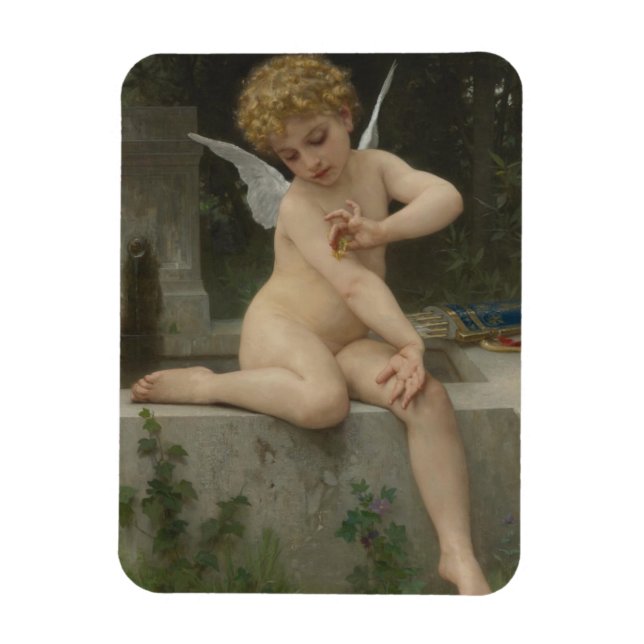 Íman Cupido com borboleta (por Bouguereau) (Vertical)