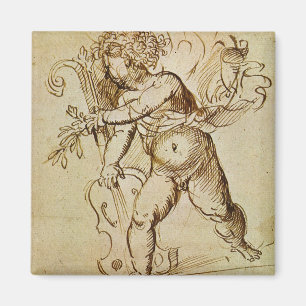 Íman Cupido com um Violino por Domenico Campagnola
