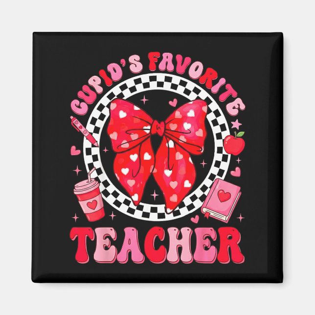 Íman Cupids Favorite Teacher Student Coquette Bow Valen (Frente)