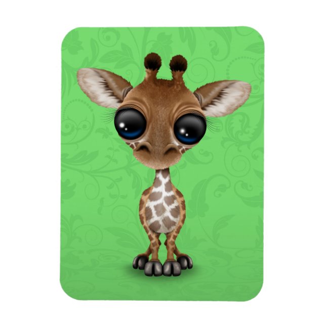 Íman Curiosa girafa em verde (Vertical)