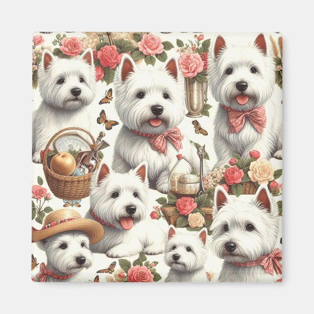 Íman Curioso Terrier Branco da Highlândia Ocidental, se (Frente)