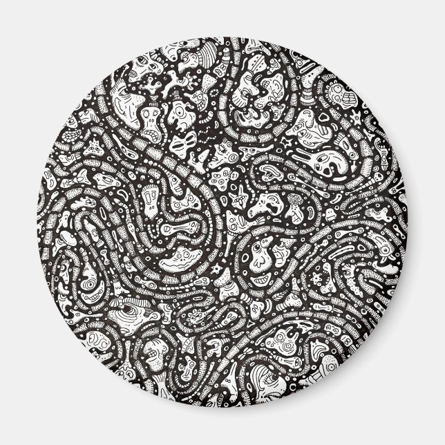 Íman Curvy Twisty Cartoon Weird Faces Design (Frente)