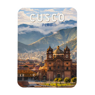 Íman Cusco Peru Ilustração Arte de Viagem Vintage