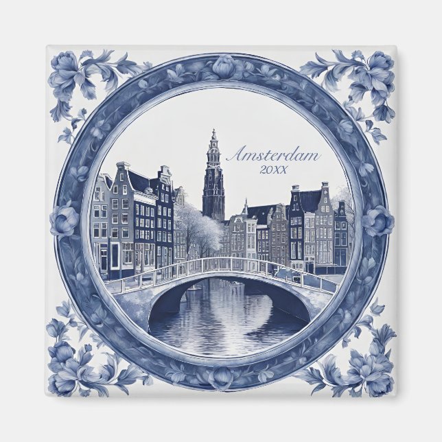 Íman Custom Blue Delft Amsterdam Souvenir (Frente)