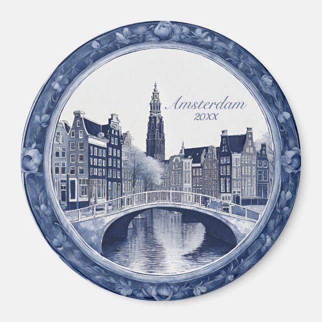 Íman Custom Blue Delft Amsterdam Souvenir (Frente)