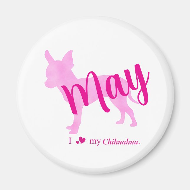 Íman Custom Chihuahua Magnet Pastel Pink Silhouette (Frente)