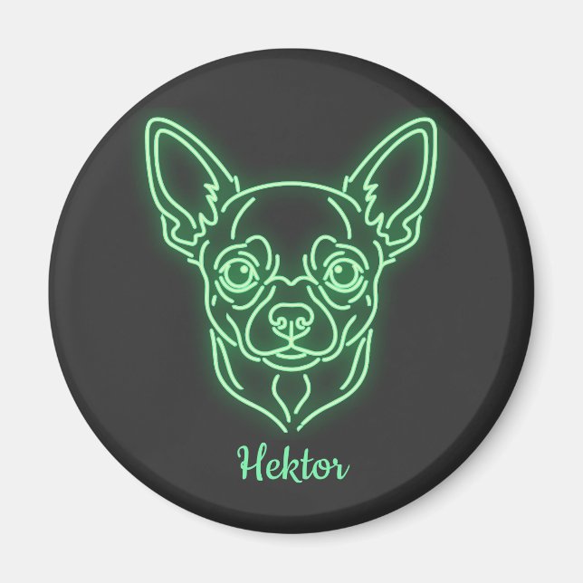 Íman Custom Chihuahua Neon Glow Personalized (Frente)