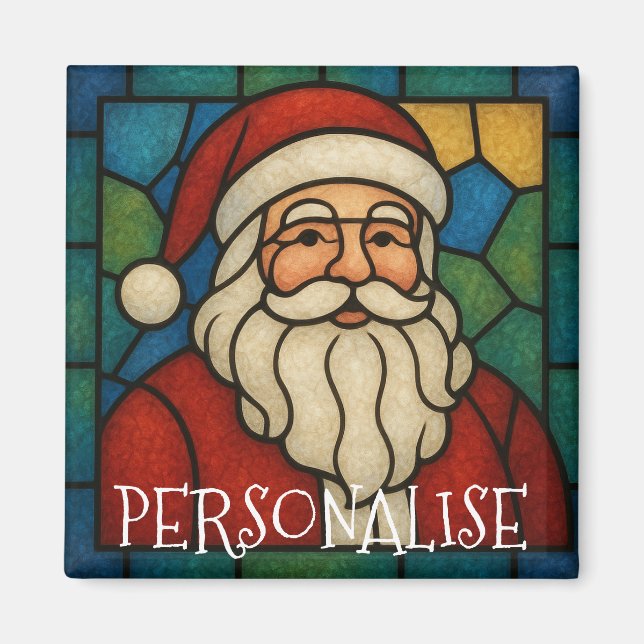 Íman Custom Christmas Santa Art Deco Stained Glass (Frente)