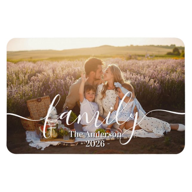 Íman Custom Family Photo – Personalized Last Name (Horizontal)