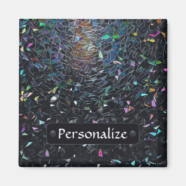 Íman Custom Iridescent Abstract Stained Glass Pattern (Frente)