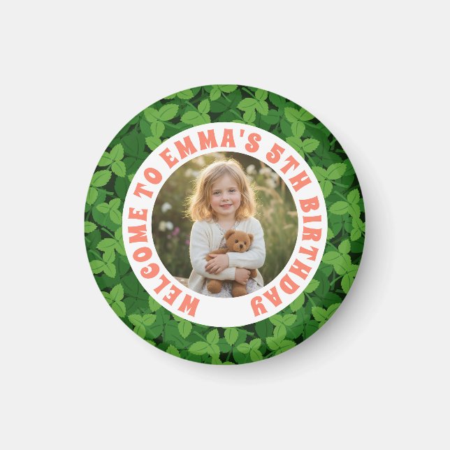 Íman Custom Kids Birthday Round Magnet with Photo (Frente)