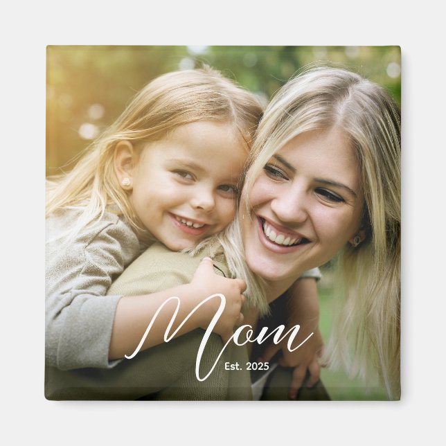 Íman Custom Mom Established Modern Script Photo (Frente)