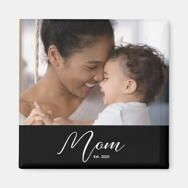 Íman Custom Mom Established Modern Script Photo (Frente)