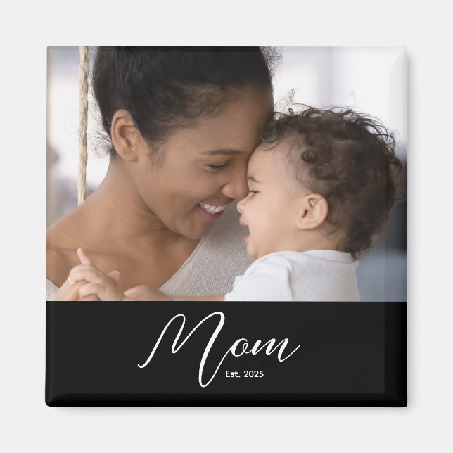 Íman Custom Mom Established Modern Script Photo (Frente)