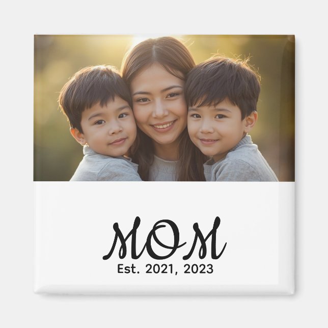 Íman Custom Mom Established Modern Script Photo (Frente)