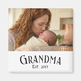 Íman Custom Name Grandma Est Year Photo Gift