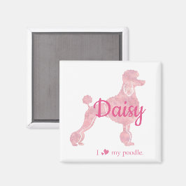 Íman Custom Pastel Pink Poodle Silhouette Magnet