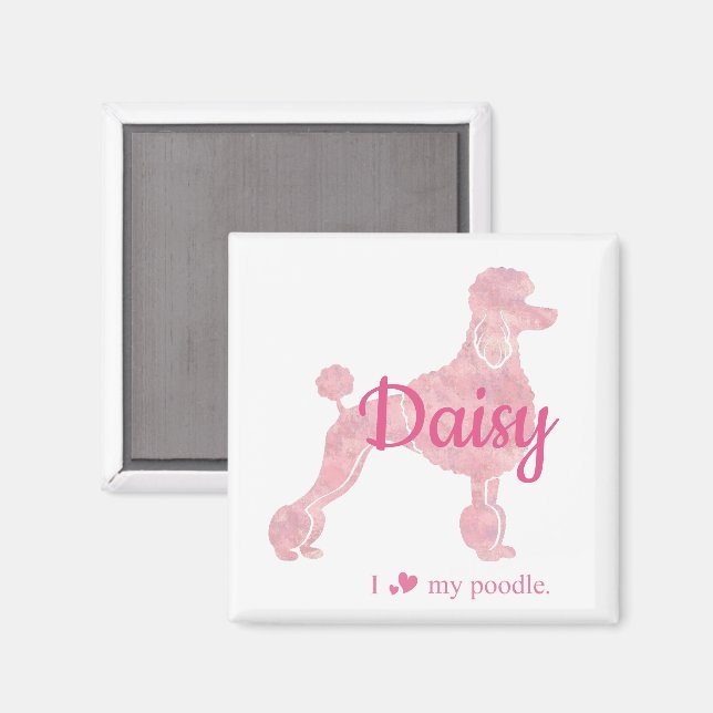 Íman Custom Pastel Pink Poodle Silhouette  Magnet (Front/Back)