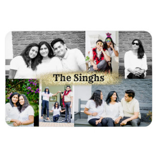Íman Custom photo collage of 6 images magnet with name
